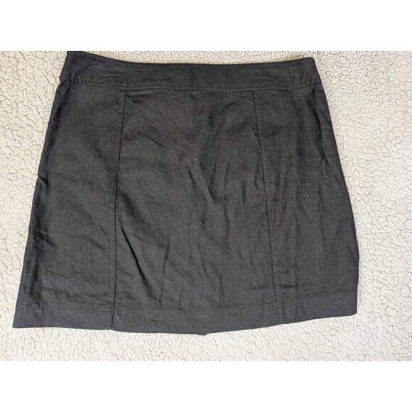 Banana Republic Button Front Linen Blend Black Skirt Size 16 Preppy Academia - Picture 10 of 11
